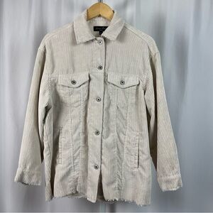 Love Tree Medium Corduroy Boho Beach Raw Hem Shacket Button Down Shirt Trucker